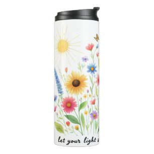 Let you light shine flowers and sun personalized thermal tumbler