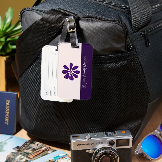 Let Your Dreams Blossom - Purple Flower Luggage Tag (Front & Back)
