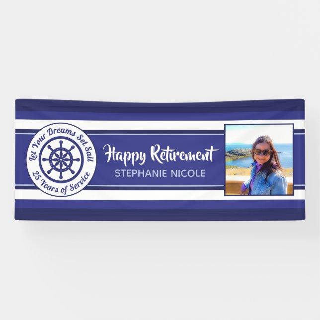 Let Your Dreams Set Sail Nautical Photo Retirement Banner (Horizontal)