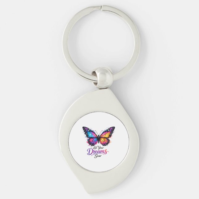 Let Your Dreams Soar – Colourful Butterfly Keychain (Front)