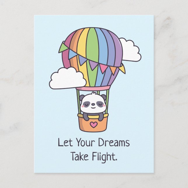 Let Your Dreams Take Flight, Panda Hot Air Balloon Postcard (Front)