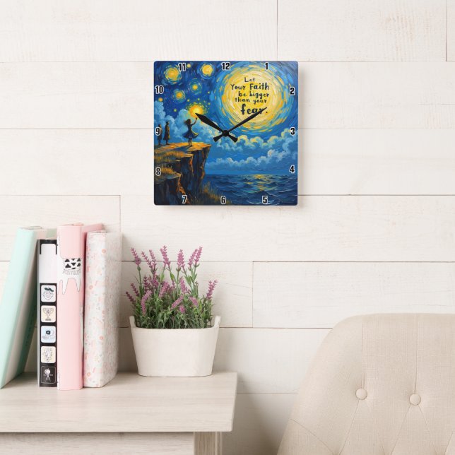 Let Your Faith be bigger than your fear Square Wall Clock (Reading Room)