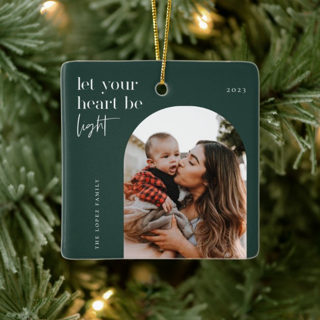 Let Your Heart Be Light Arch Photo Ceramic Ornament (Tree)
