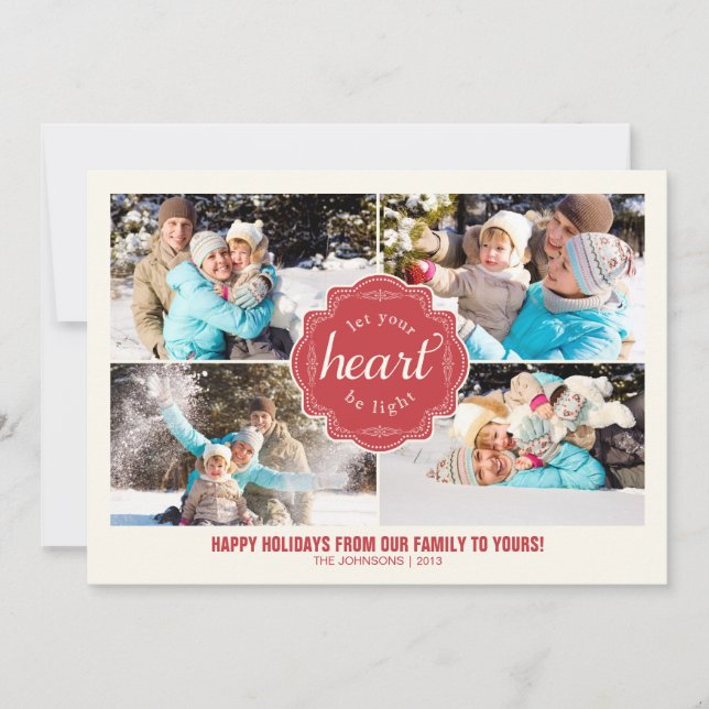 Let Your Heart Be Light Holiday Photo Card (Front)