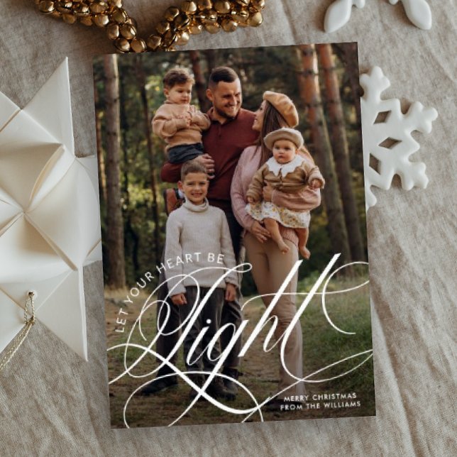 Let Your Heart Be Light Minimalist Photo  Holiday Card (Creator Uploaded)