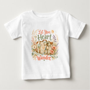 Let Your Heart Wander Travel Floral Quote Baby T-Shirt