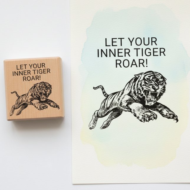 Let Your Inner Tiger Roar Inspirational Stamp (Let your inner tiger roar inspirational wooden art stamp for crafts and creative projects.)