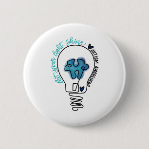 Let Your Light Shine Autism Awareness 1 2 Inch Round Button