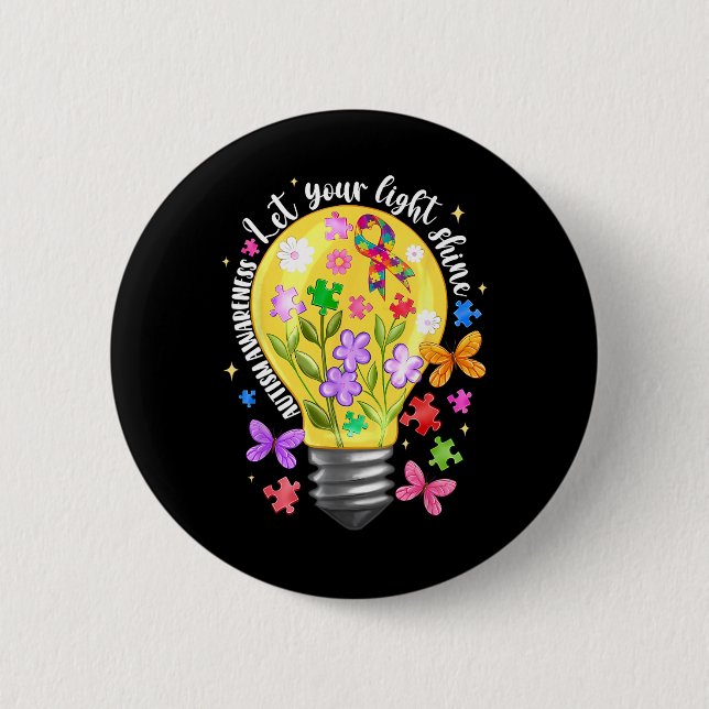 Let Your Light Shine Autism Awareness 2  Inch Round Button (Front)