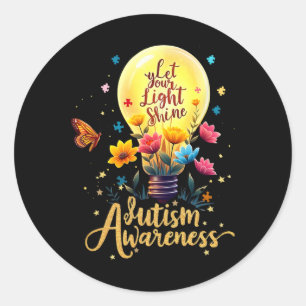 Let Your Light Shine Autism Awareness 3 Classic Round Sticker