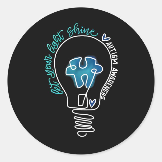 Let Your Light Shine Autism Awareness  Classic Round Sticker (Front)