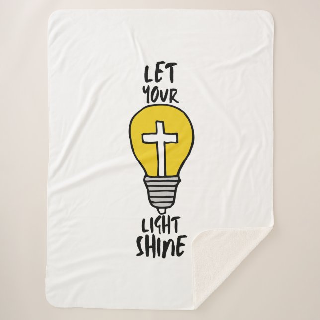 Let Your Light Shine Bible Cross Sherpa Blanket (Front)