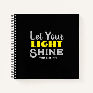 Let Your Light Shine Bible Verse Black and Yellow Notebook