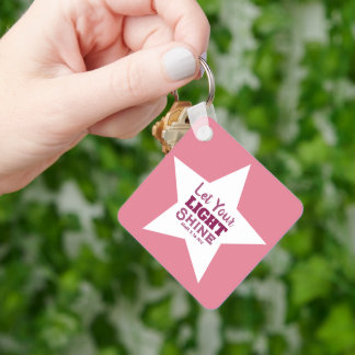Let Your Light Shine Bible Verse White Star Pink Keychain