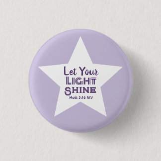 Let Your Light Shine Bible Verse White Star Purple 1 Inch Round Button