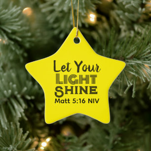 Let Your Light Shine Bible Verse Yellow Star Ceramic Ornament