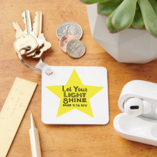 Let Your Light Shine Bible Verse Yellow Star Keychain