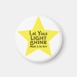Let Your Light Shine Bible Verse Yellow Star Magnet