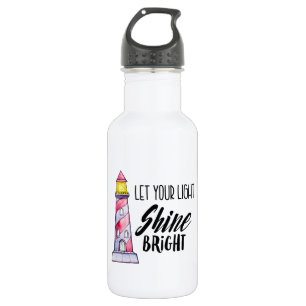 Let Your Light Shine Bright Lighthouse Typography 532 Ml Water Bottle
