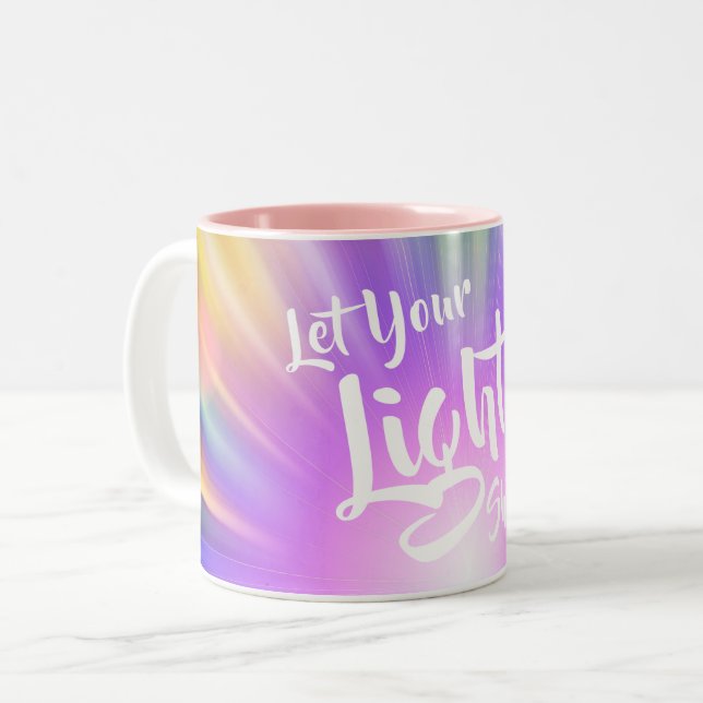 Let Your Light Shine | Colourful Light Rays Two-Tone Coffee Mug (Front Left)