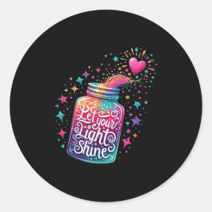 Let Your Light Shine Colourful Stars Heart  Classic Round Sticker