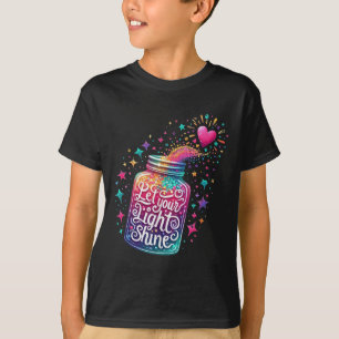 Let Your Light Shine Colourful Stars Heart T-Shirt