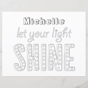 Let Your Light Shine - Custom Name Colouring Page