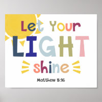 Let Your Light Shine Kids Christian Bible Verse Po