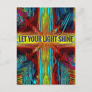 "Let Your Light Shine" Modern Diversity Cross Postcard