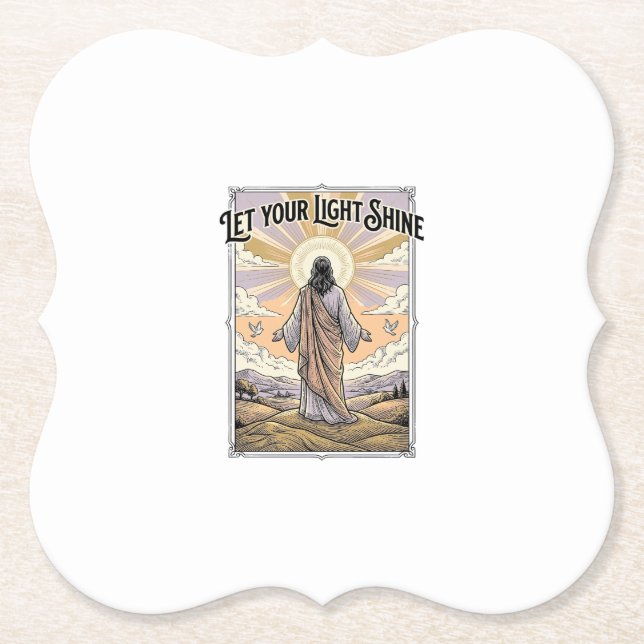 Let Your Light Shine Vintage Faith Paper Coaster (Front)