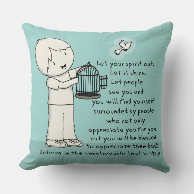 Let Your Spirit Out Throw Pillow (Front)