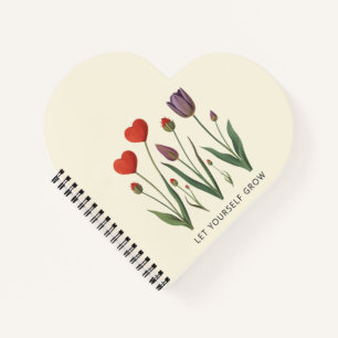 Let Yourself Grow Floral Heart Tulips Art Notebook