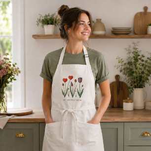 Let Yourself Grow Floral Heart Tulips Art Standard Apron