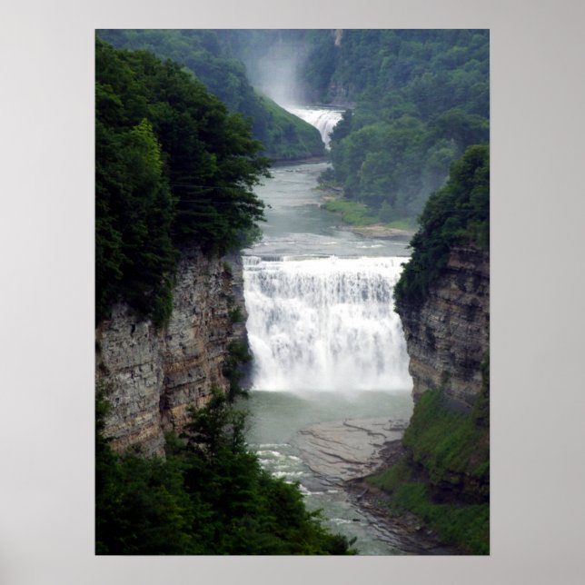 Letchworth State Park Upper and Middle Waterfalls Poster (Front)