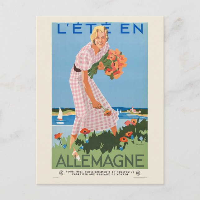  L'été en Allemagne Germany Vintage Poster 1935 Postcard (Front)