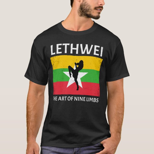 Lethwei flag of Myanmar T-Shirt (Front)