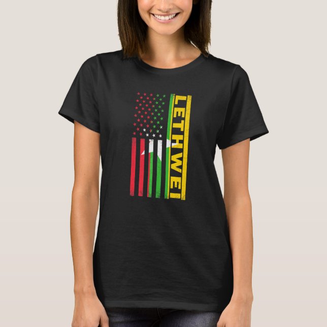 Lethwei Myanmar American Flag Lethwei Burmese Boxi T-Shirt (Front)
