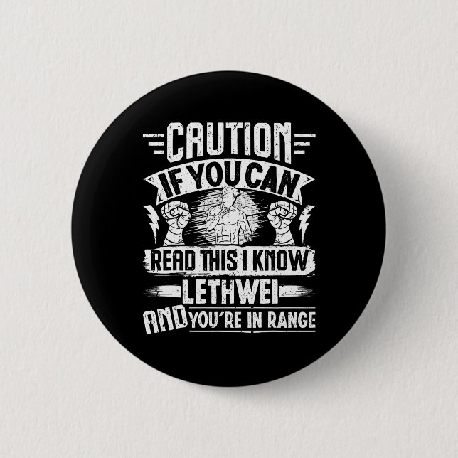 Lethwei Warrior Myanmar Boxing Training Burmese Bo 2 Inch Round Button (Front)