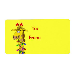 L'étiquette mignonne de cadeau de Noël de girafe