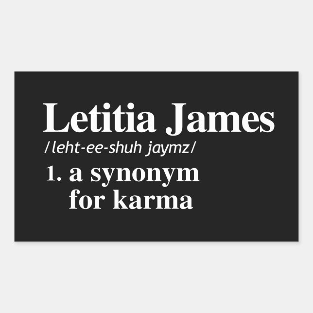 Letitia James Definition: Synonym for Karma Sticker (Front)