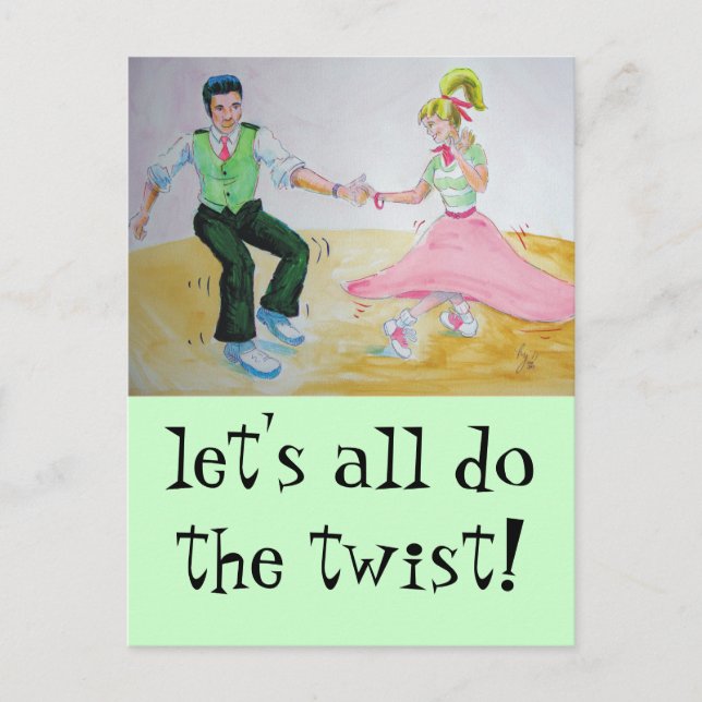 lets all do the twist swing dancers postcard (Front)