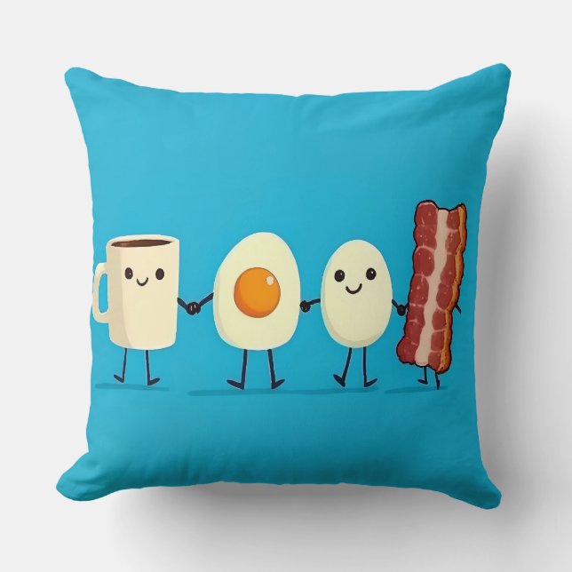 Let's All Go And Have Breakfast Throw Pillow (Front)