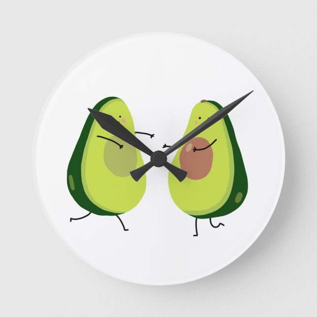 LET'S AVOCUDDLE, AVOCADO DESIGN ROUND CLOCK (Front)