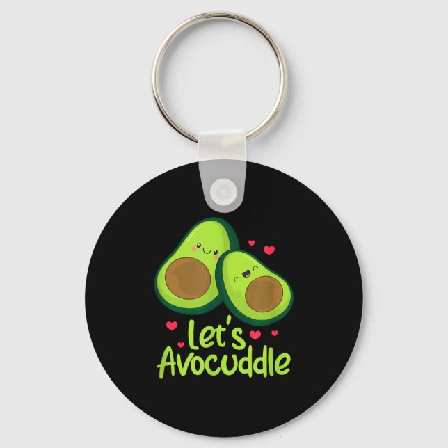 Lets Avocuddle Cute Avocado Couple Valentines Day  Keychain (Front)