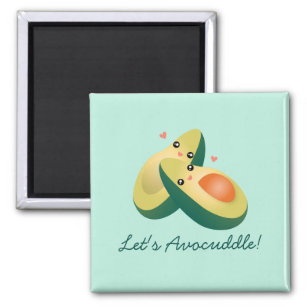 Let's Avocuddle Funny Cute Avocados Pun Humour Magnet