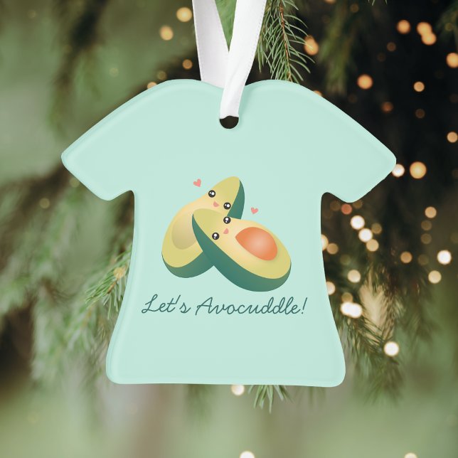 Let's Avocuddle Funny Cute Avocados Pun Humour Ornament (Creator Uploaded)