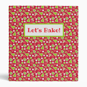 Let's Bake! Green Trees on Red Christmas Recipe  Binder