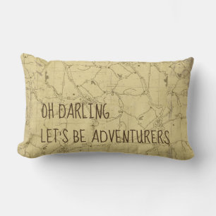 Let's Be Adventurers Road Trip Map Throw Pillow