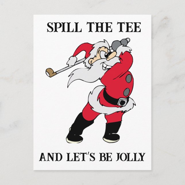 Let's Be Jolly Golfing Santa Holiday Postcard (Front)