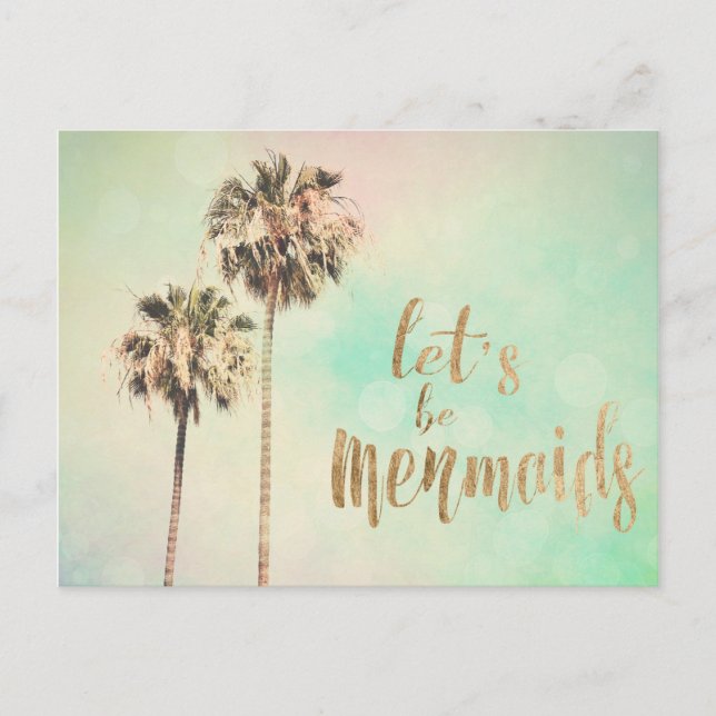 Let's Be Mermaids with Pineapple Postcard (Front)
